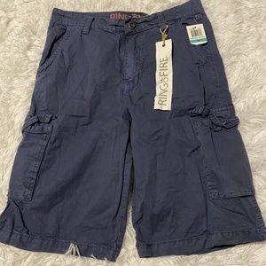 Ring Of Fire Navy Blue Boys Cargo Shorts Size 16 NWT